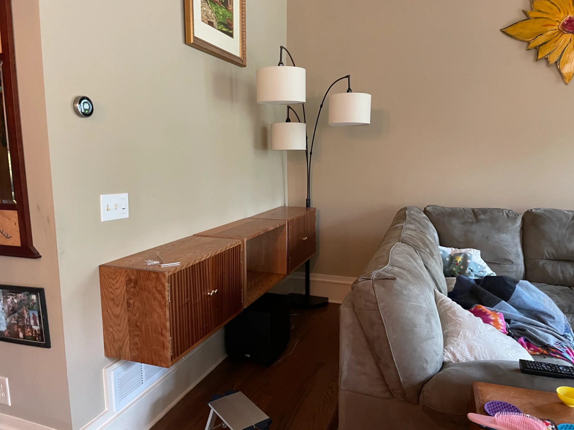 Media console with fluted doors