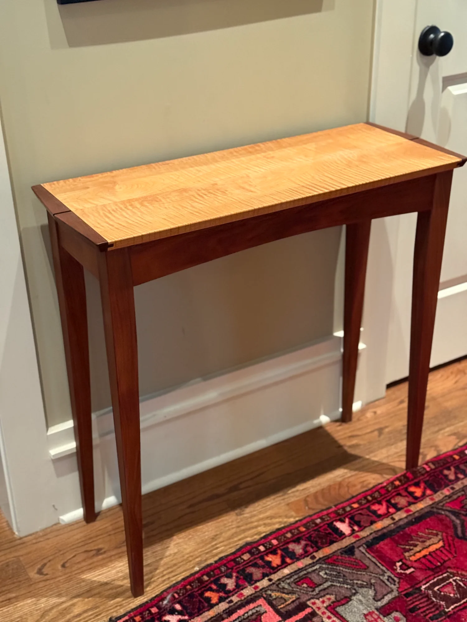 Hall table with figured maple