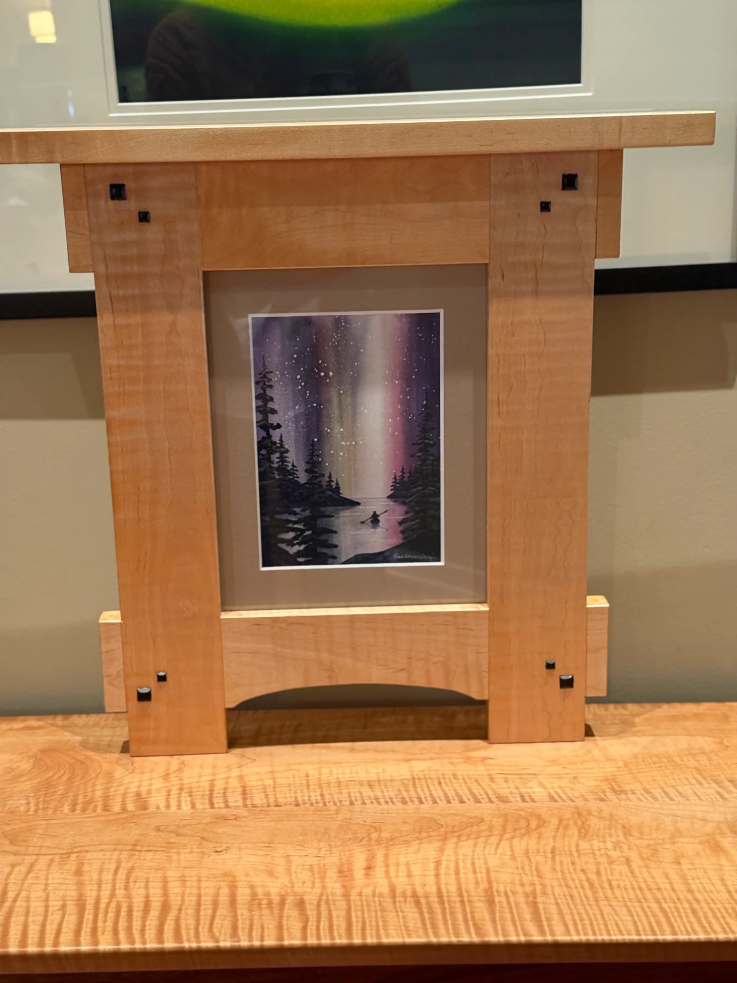 Picture frame with aurora artwork