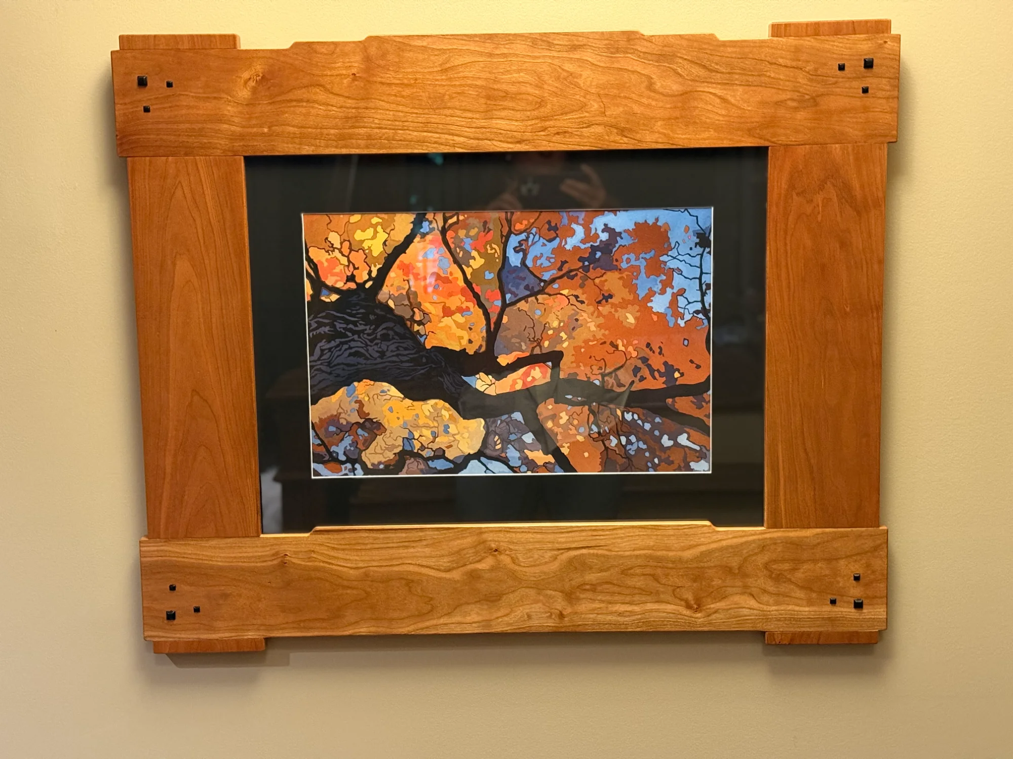 Picture frame with tree artwork